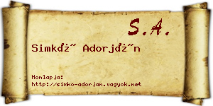 Simkó Adorján névjegykártya